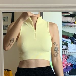 yellow pacsun crop top with collar